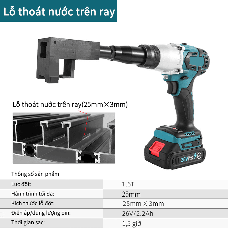 Lỗ thoát nước trên ray-Điện-Màu xanh