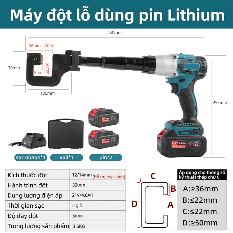 Thép hình chữ C 3-Điện-Màu xanh