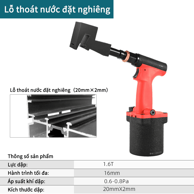 Lỗ thoát nước đặt nghiêng-Khí nén-đỏ