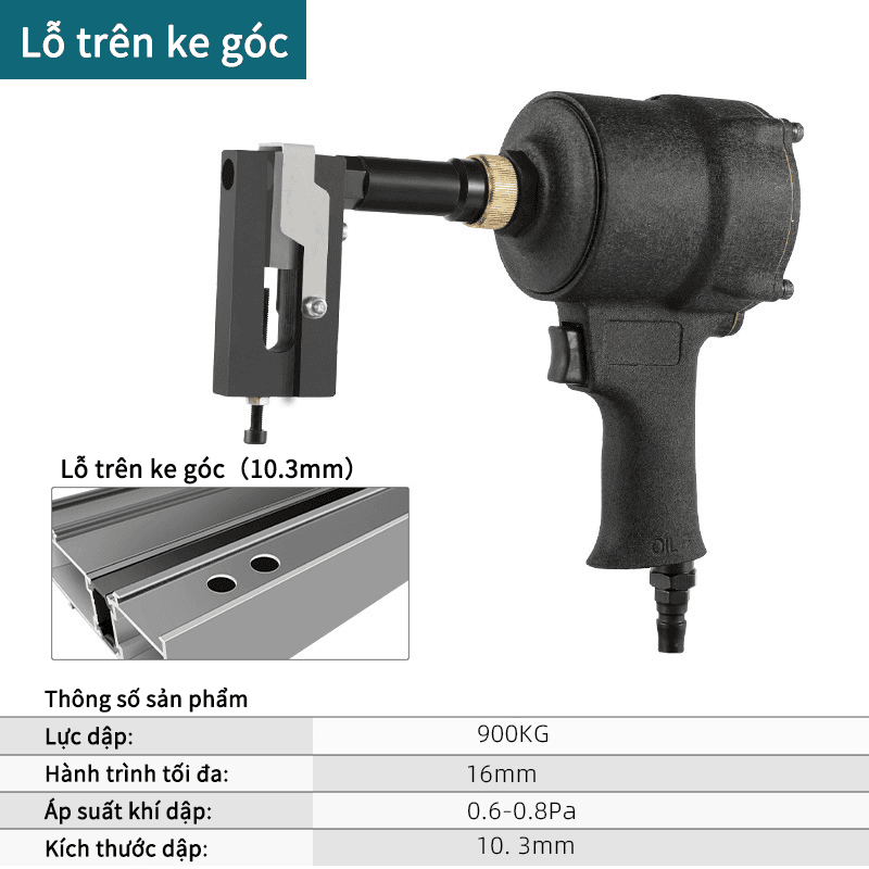 Lỗ trên ke góc - Khí nén - Màu đen