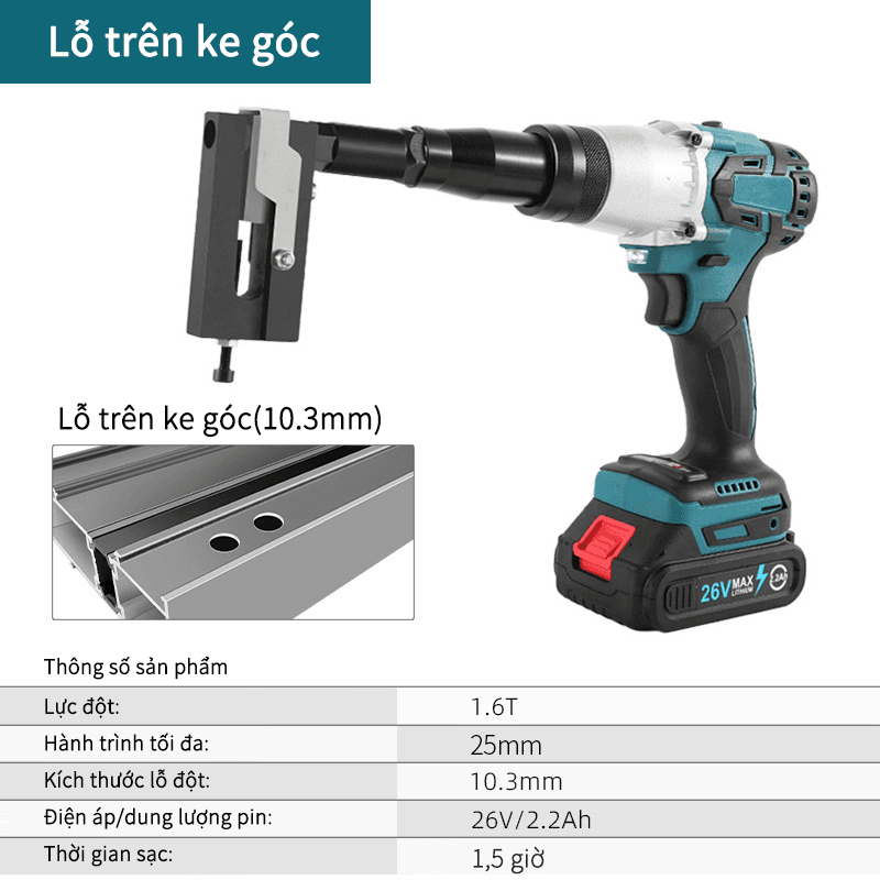 Lỗ trên ke góc-Điện-Màu xanh