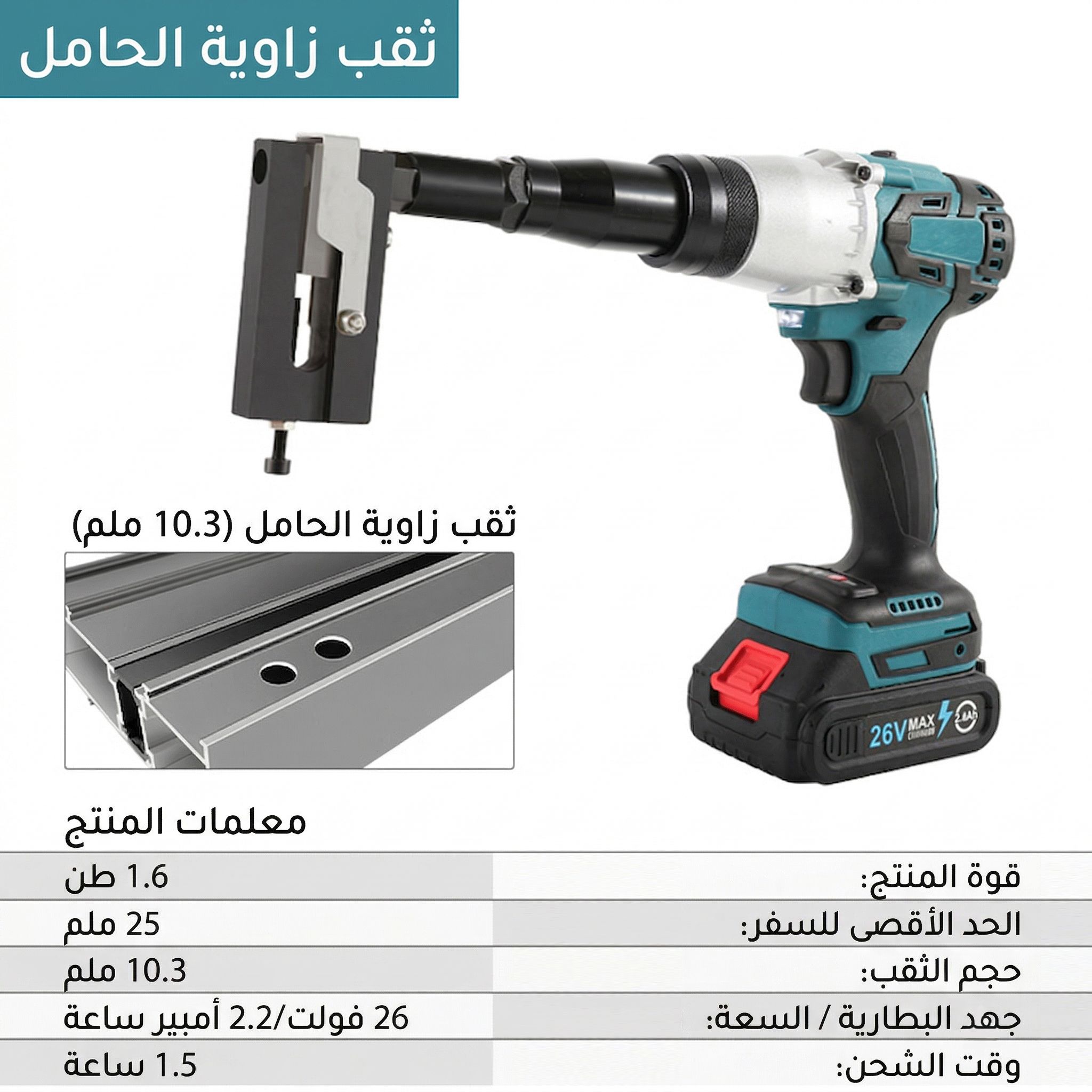 ثقب دعامة الزاوية - أزرق كهربائي