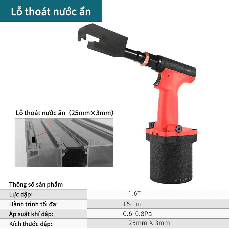 Lỗ thoát nước ẩn-Khí nén-đỏ
