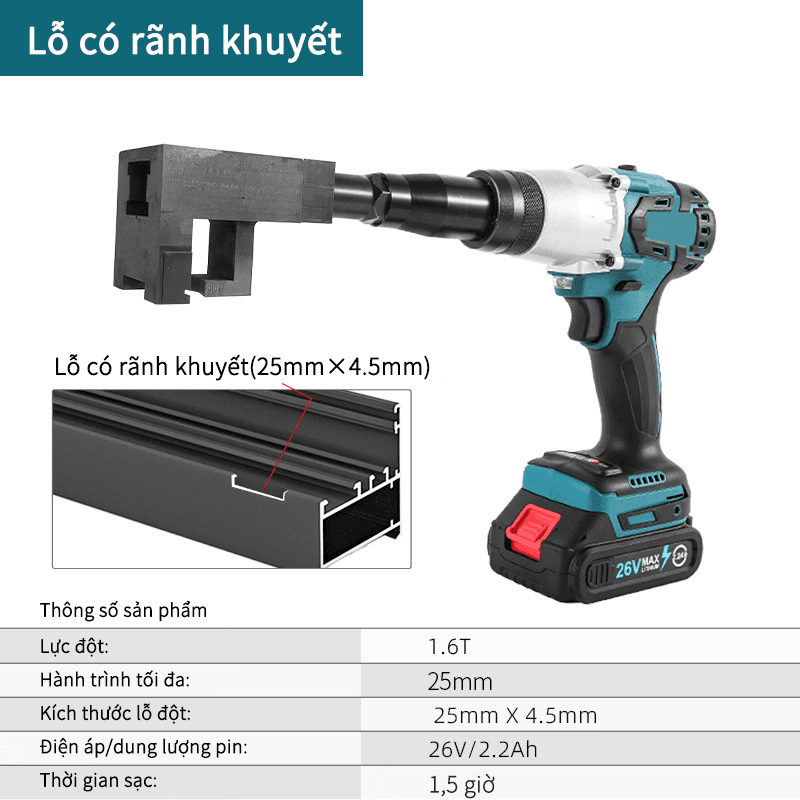 Lỗ có rãnh khuyết-Điện-Màu xanh