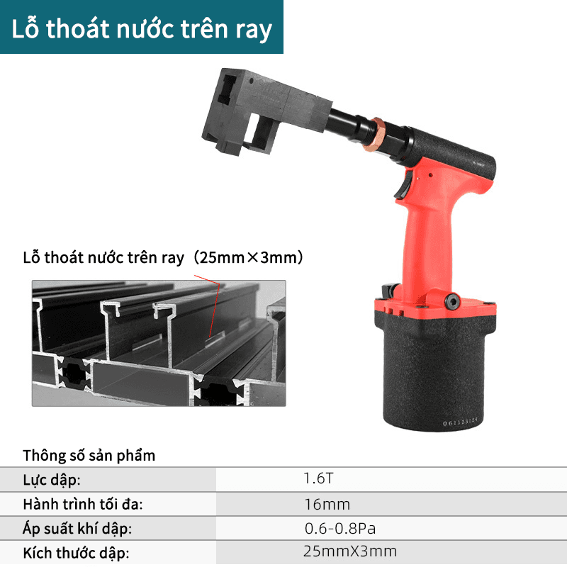 Lỗ thoát nước trên ray-Khí nén-đỏ
