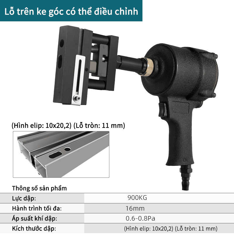 Lỗ trên ke góc có thể điều chỉnh- Loại khí nén - Màu đen