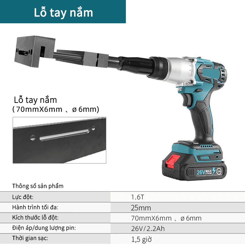 Lỗ tay nắm-Điện-Màu xanh
